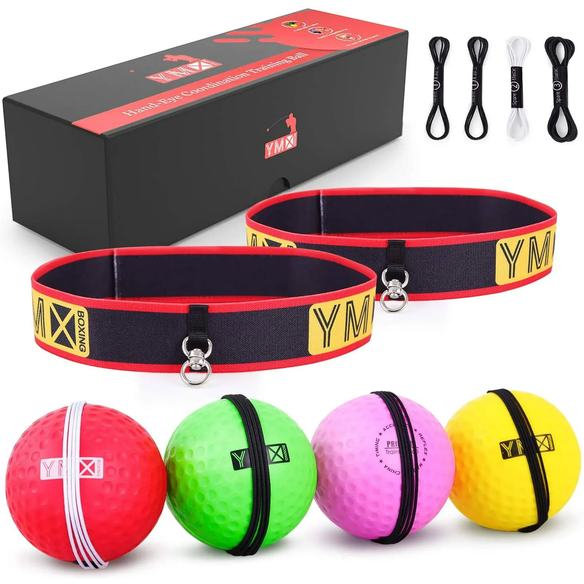 Ymx Boxing Ultimate Reflex Ball Set - 4 React Reflex Ball Plus 2 Adjustable ...