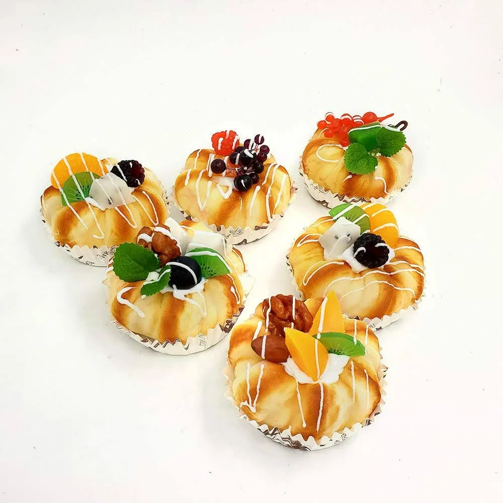 6 PCS Artificial Cake Fake Simulation Realistic Food Imitation Faux Replica C...