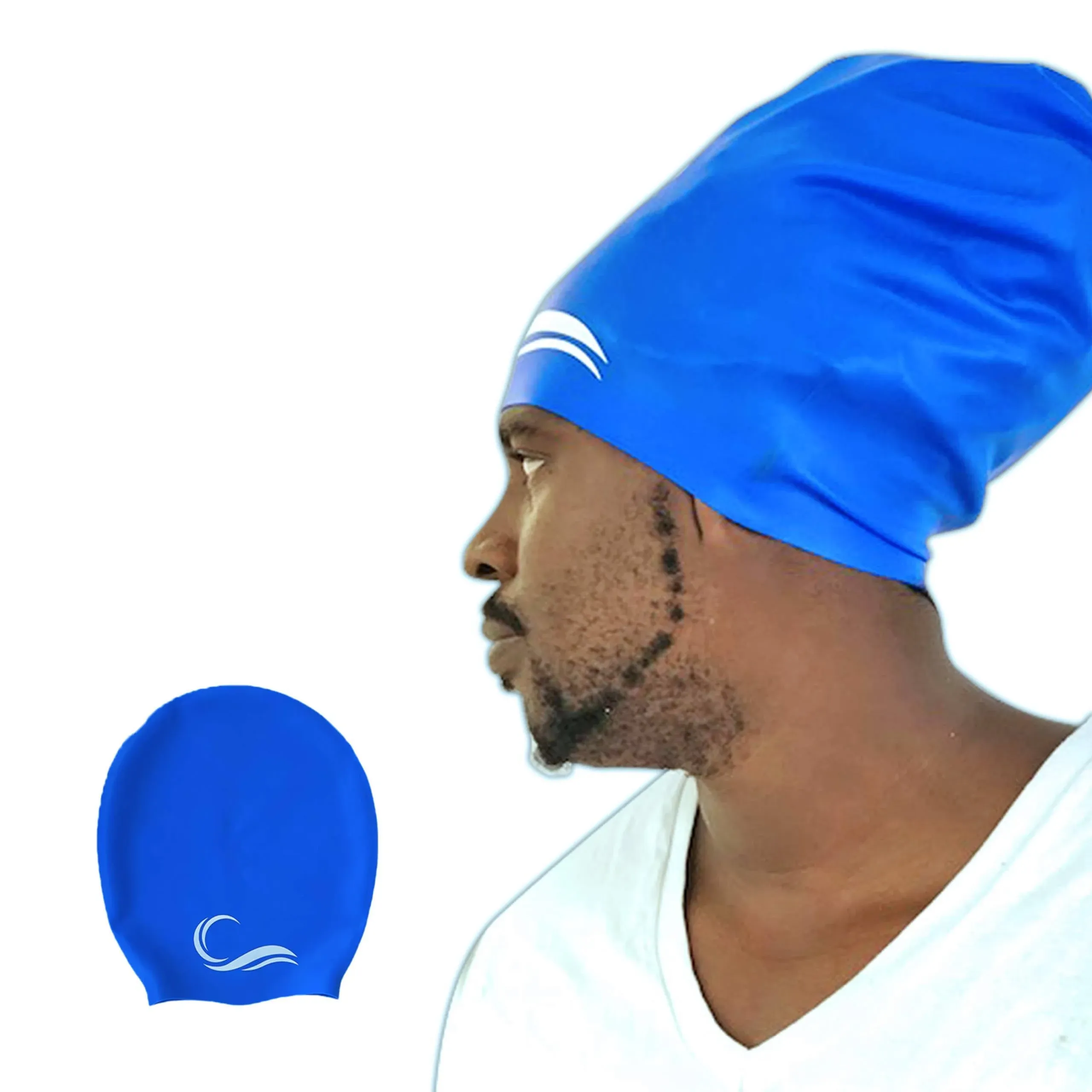 Silicone Swim Cap (Check Size Before Buying) - Waterproof Black, Red & Blue Swim Cap