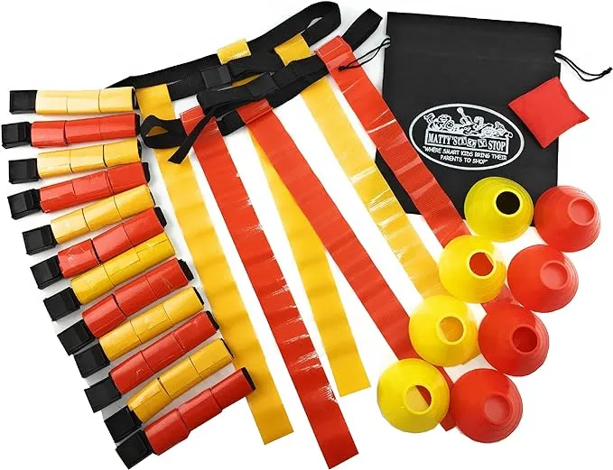 Matty's Toy Stop Deluxe 14-Man Flag Football Set with 7 Yellow Belts, 7 Red Belts ...