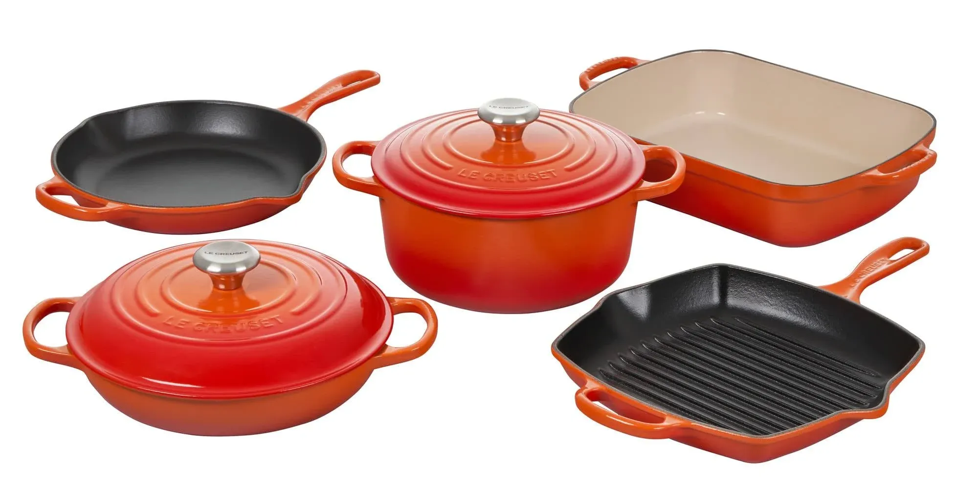 Signature Enameled Cast Iron 7-Piece Cookware Set