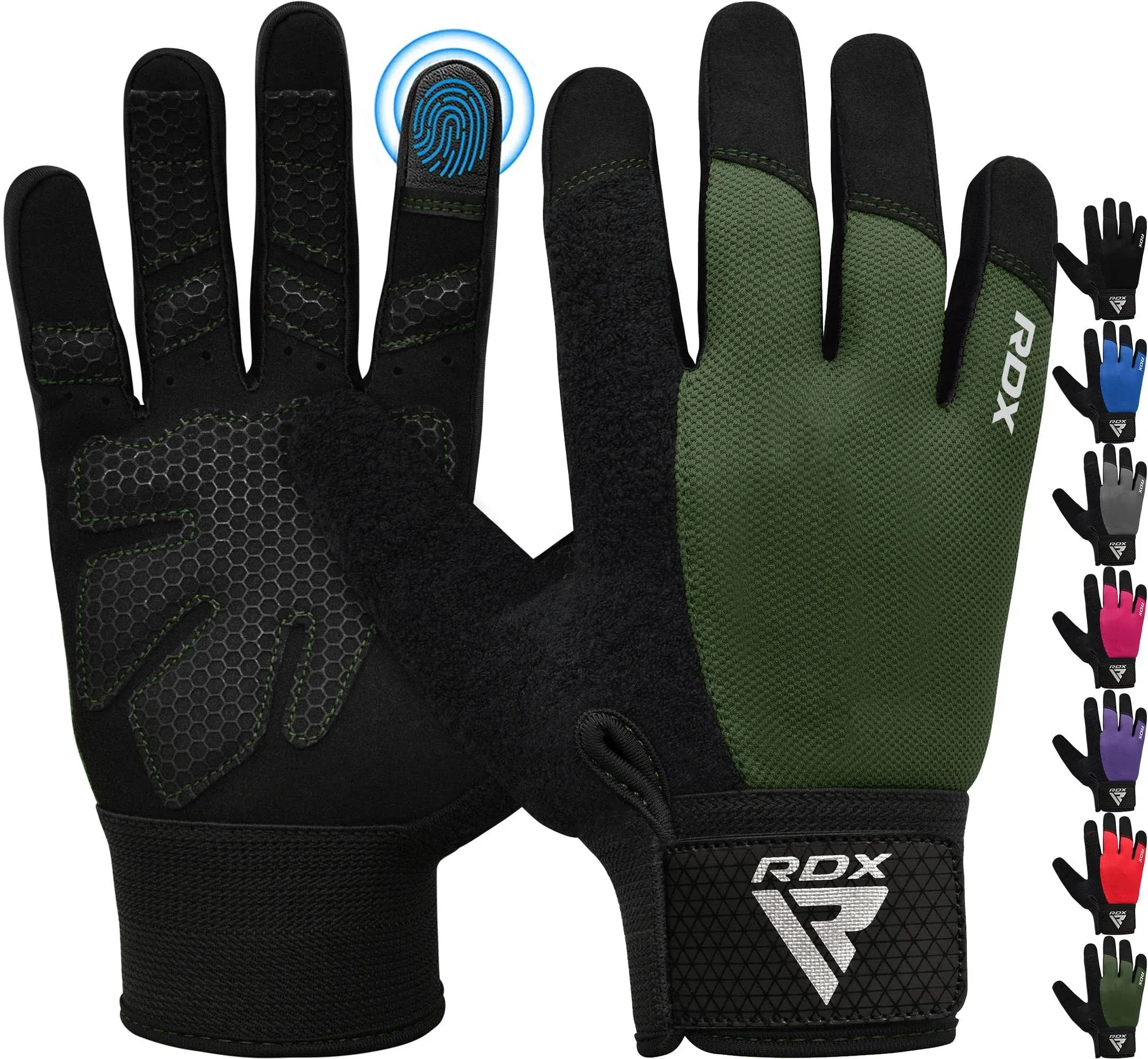 RDX Weight Lifting Gloves Gym Workout, Full Finger Touch Screen, Breathable Anti Slip Padded Palm Protection, Fitness Strength Training Powerlifting HIIT WOD Exercise, Men Women Home Gym Cycling