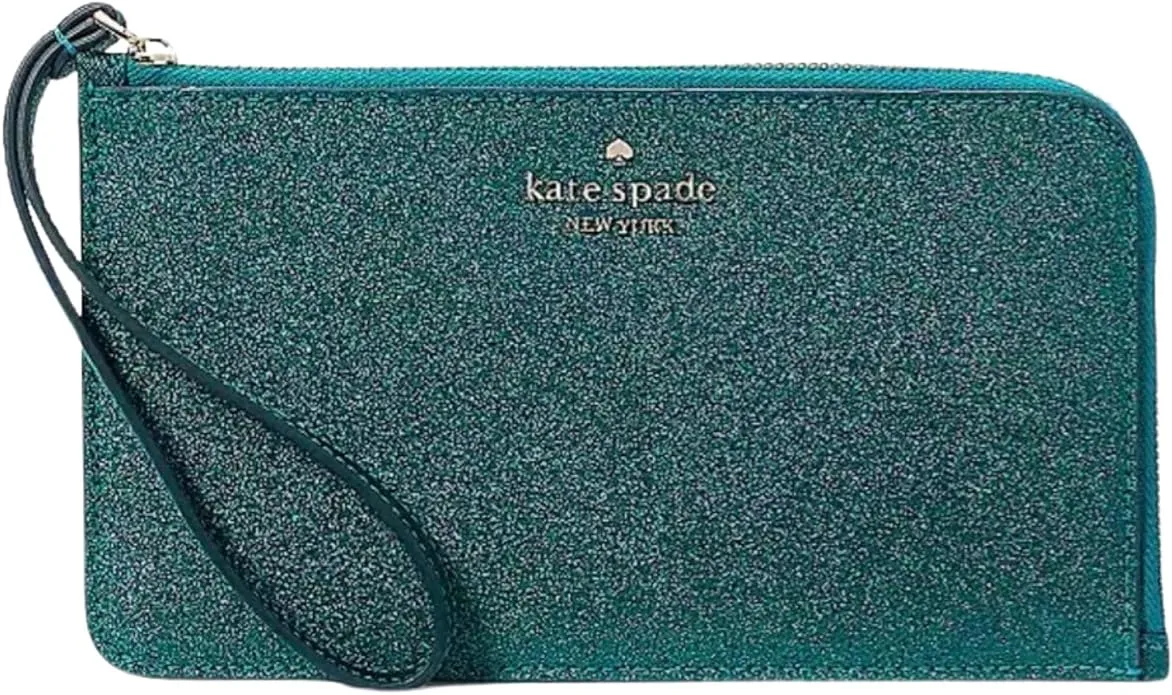 Kate Spade Lucy Glitter Medium L-Zip Wristlet (Festive Teal)