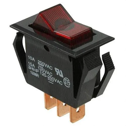 LTA201-TR-B/12<wbr/>5Nx2 Illuminated Rocker Switch Red 125V Neon Lamp (Pack of 2)