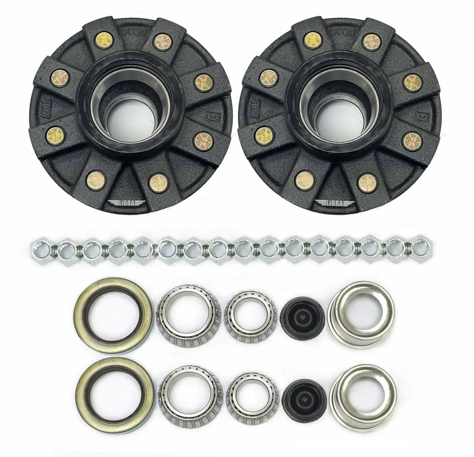 Set of 2 Trailer Idler Hub Kits 8 On 6.5 for 7000 lbs Axle - 22020k