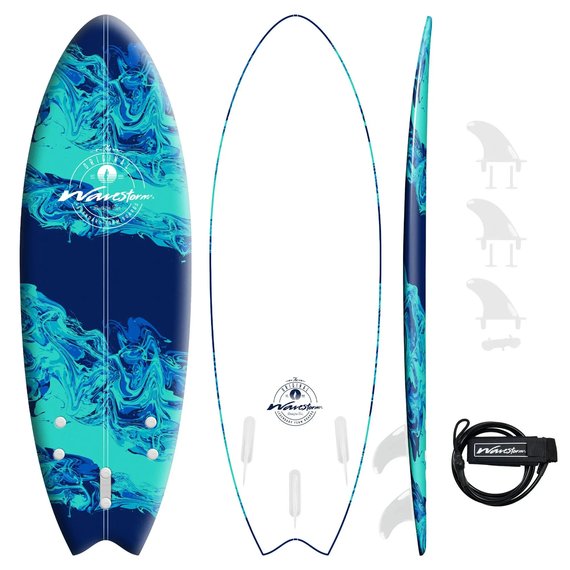 Wavestorm -Foam 5&#039;6&#034; Surfboard Blue Marble