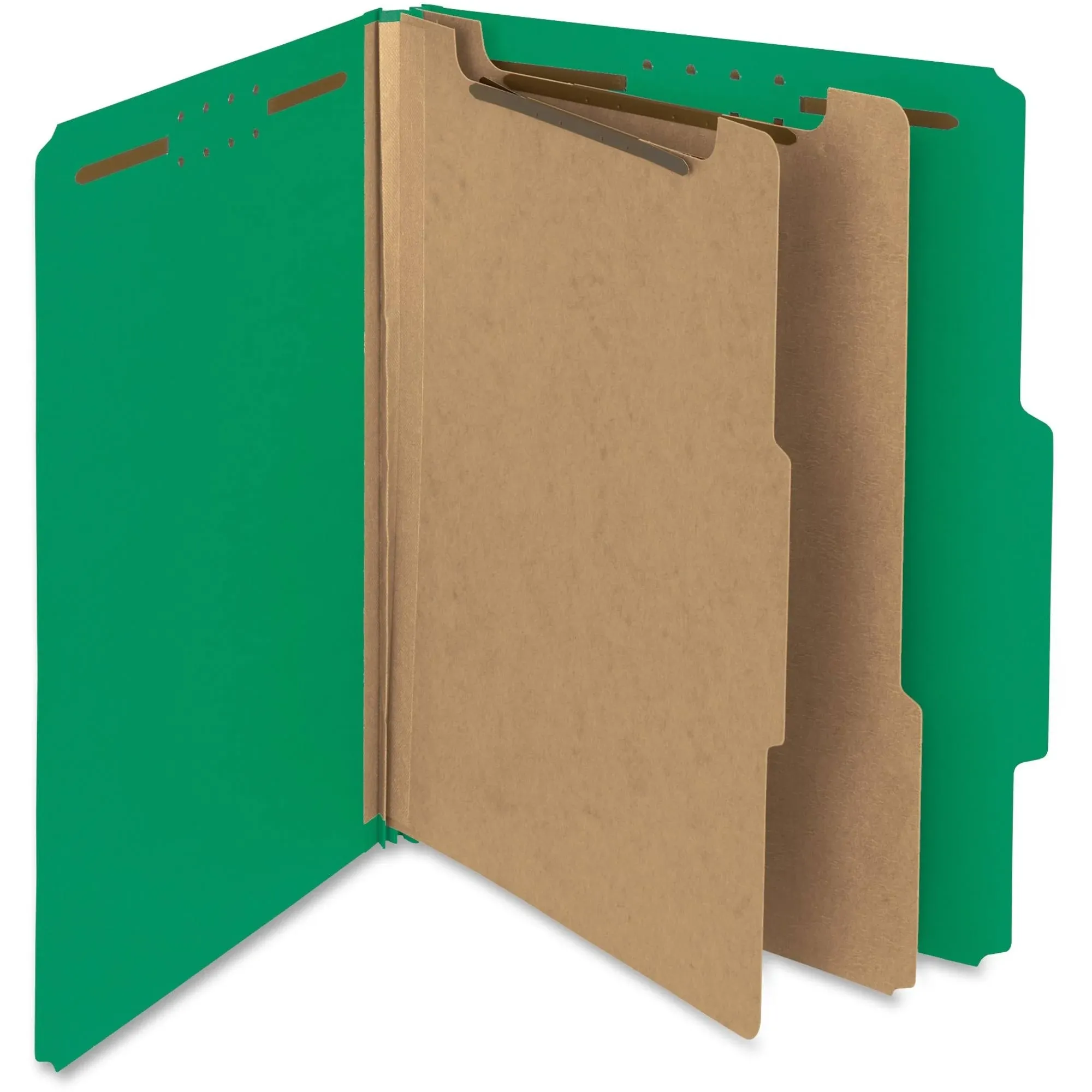 Smead 14063, 100% Recycled Pressboard Classification Folders, 2 Dividers, Letter size, Green, 10/Box