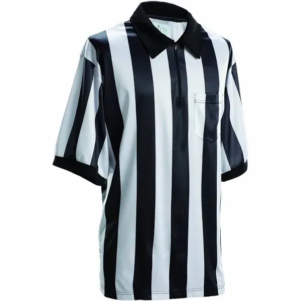 Adams USA Smitty FBS117 Football Officials 2-Inch Stripe Elite Knit Short Sleeve Shirt