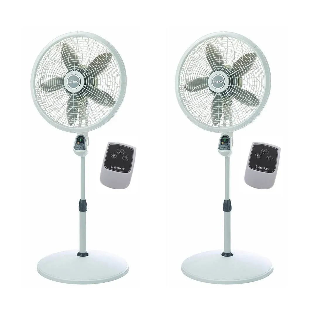 Lasko 18 inch Elegance Performance Oscillating Pedestal Fan W Remote 2 Pack