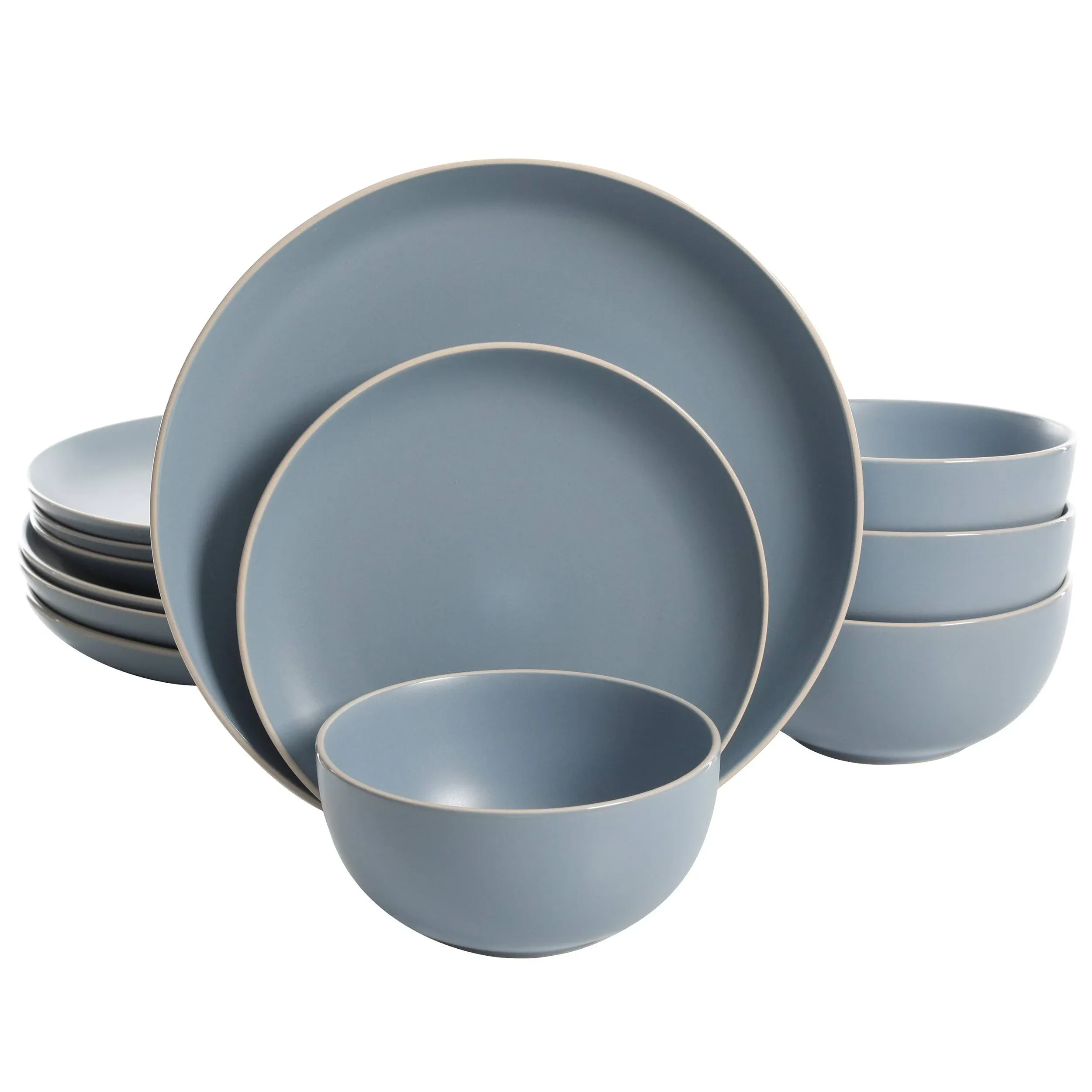 Gibson Home Rockaway 12-Piece Dinnerware Set Service for 4, Grey Matte -