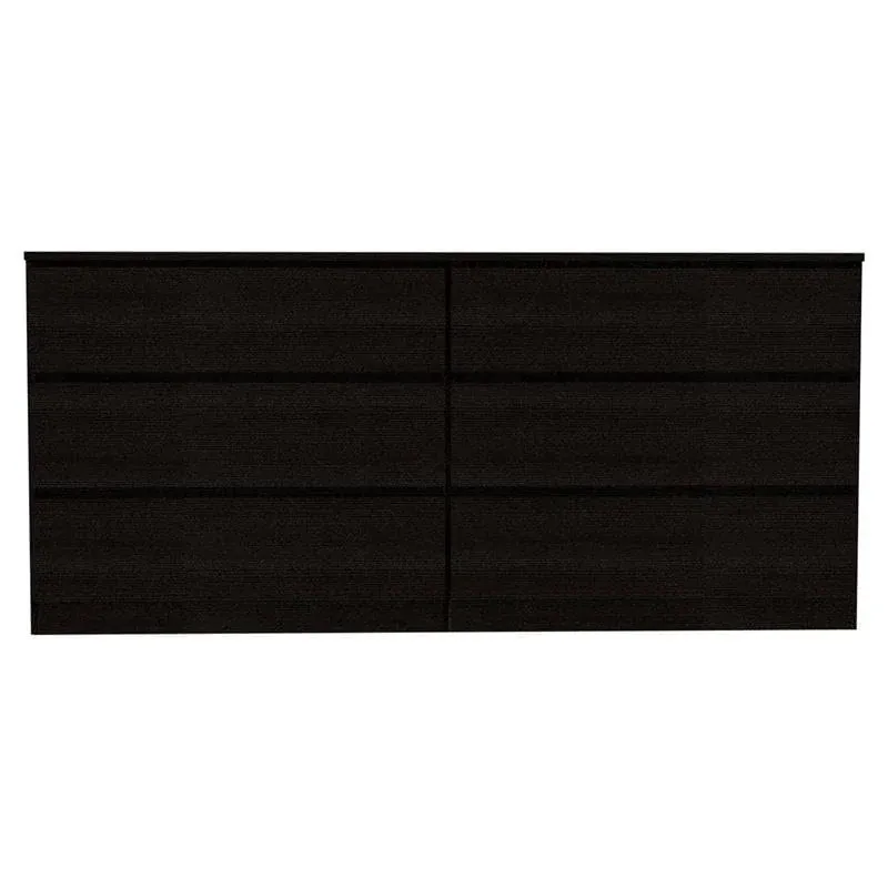 Astrid 6 Drawer Double Dresser for Bedroom, 16&#034; D X 47.25&#034; W X 28.25&#034; H, Black