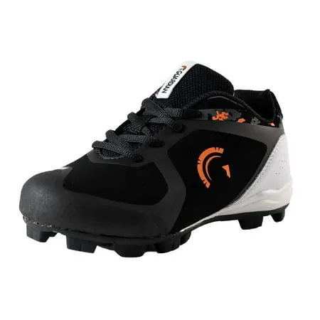 Guardian Blaze Low Top Youth Baseball Cleats Boys Girls Softball Rubber Turf Little League Shoes - Black Orange Size 12