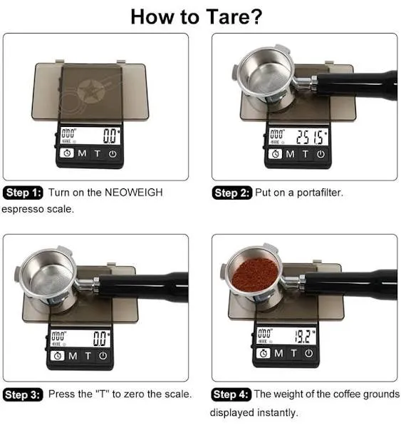 Espresso Coffee Scale with Timer &amp; Silicone Mat For Drip Tray 1000G X 0.1G