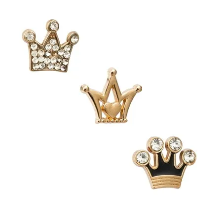 Knighthood Men s Set of 3 Formal King Crown Lapel Pins/Shirt Stud Golden