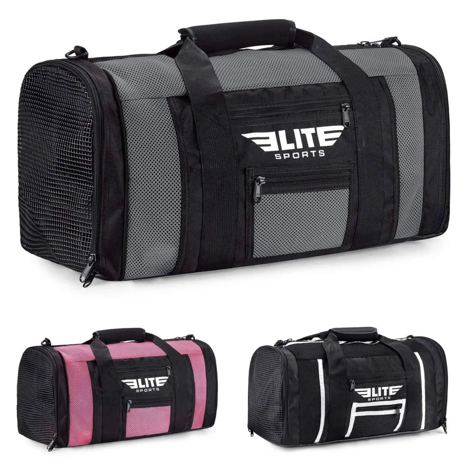 Elite Sports New Item Ventilated Mesh Duffel Gym Bag, Gray