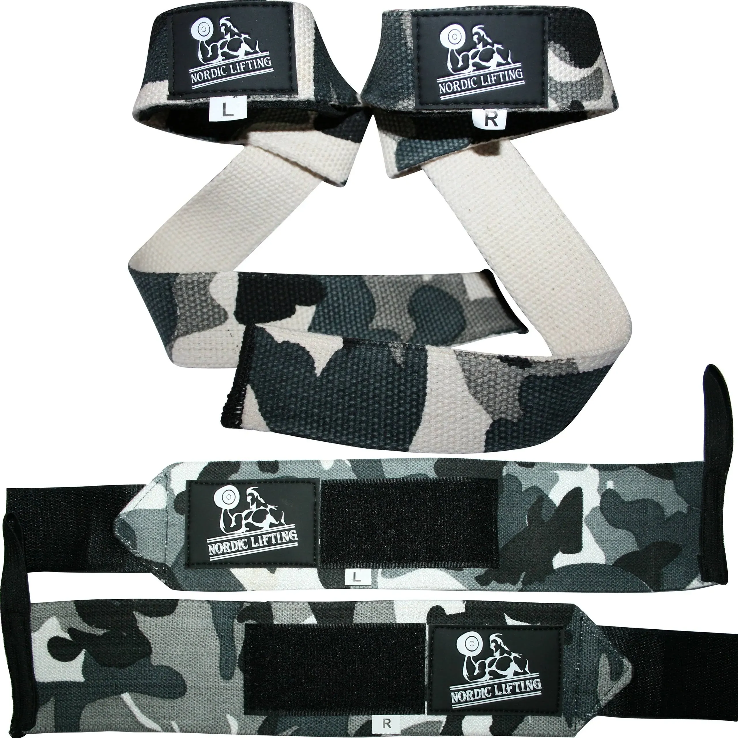 Wrist Wraps + Lifting Straps Bundle (2 Pairs) for Weightlifting, Crossfit & Gym