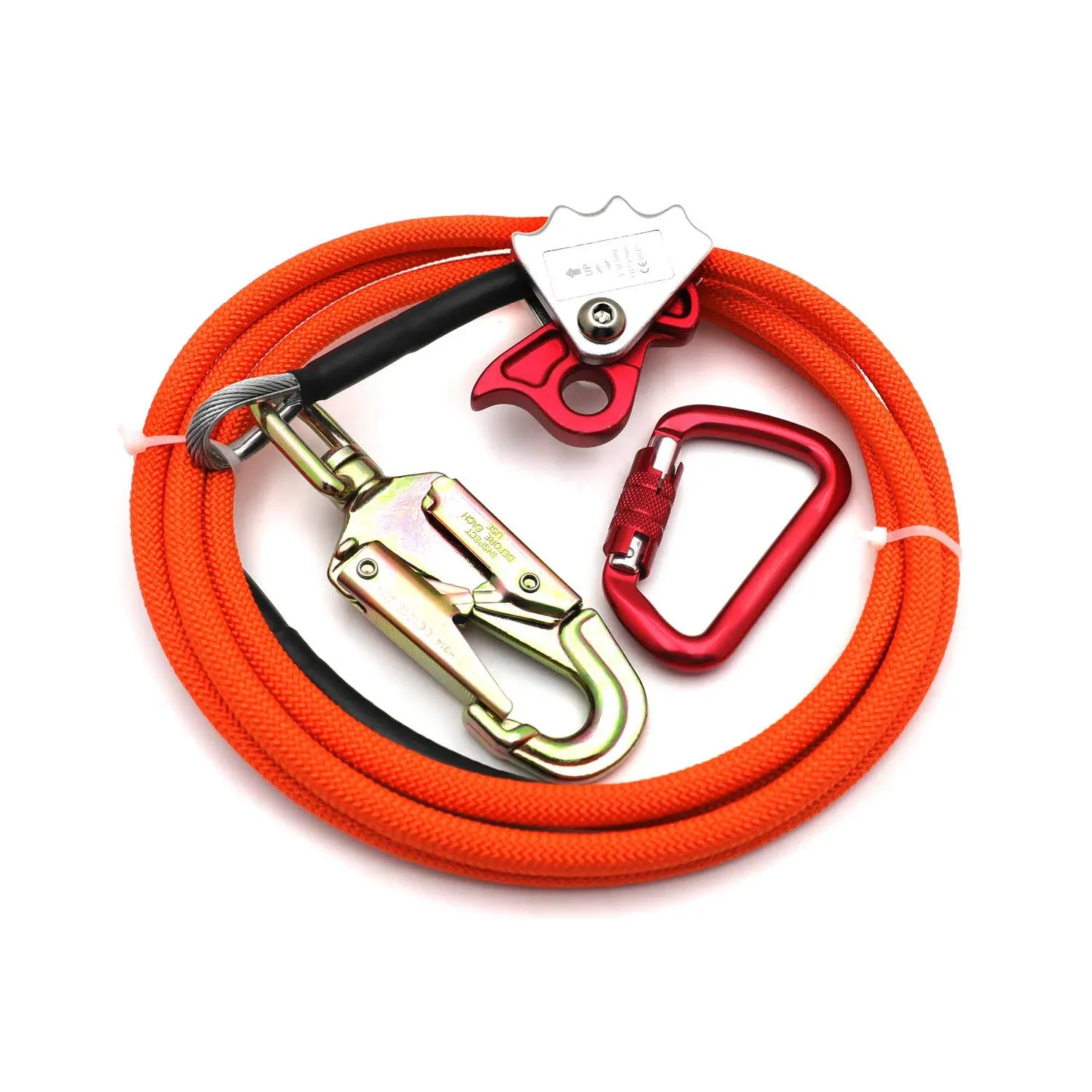 SMT- 1/2&#034; X 8&#039;Orange Climb Right Steel Wire Core With Triple Lock Lanyard Kit...