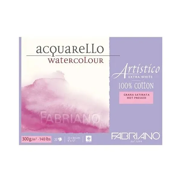 Fabriano Artistico Watercolor Block - 9&#034;&#034;x12&#034;&#034; Vegan Extra White, 140lb Hot