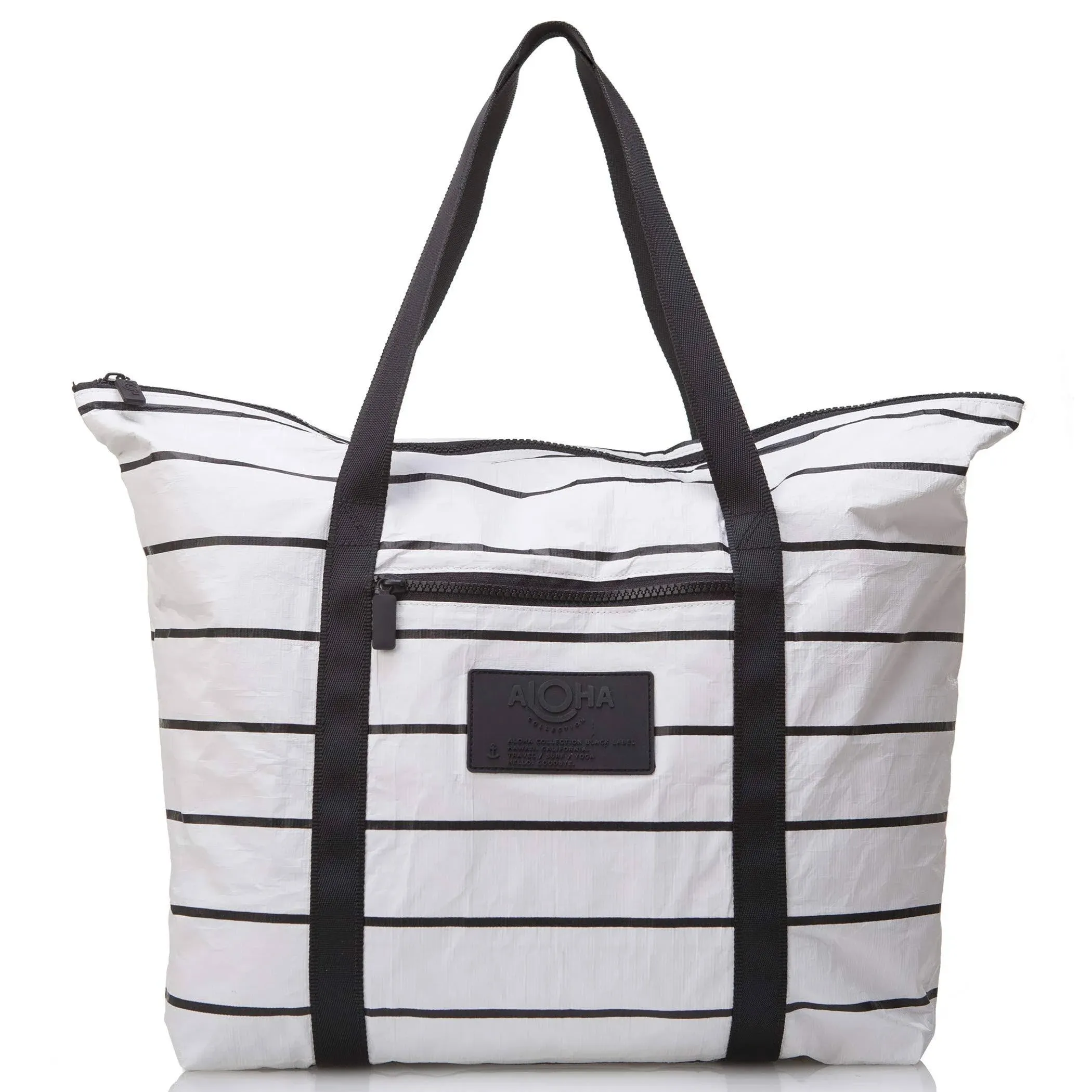 ALOHA Collection Pinstripe Zipper Tote | Lightweight, Packable, and Splash-Proof Beach Tote Bag | Easy to Clean