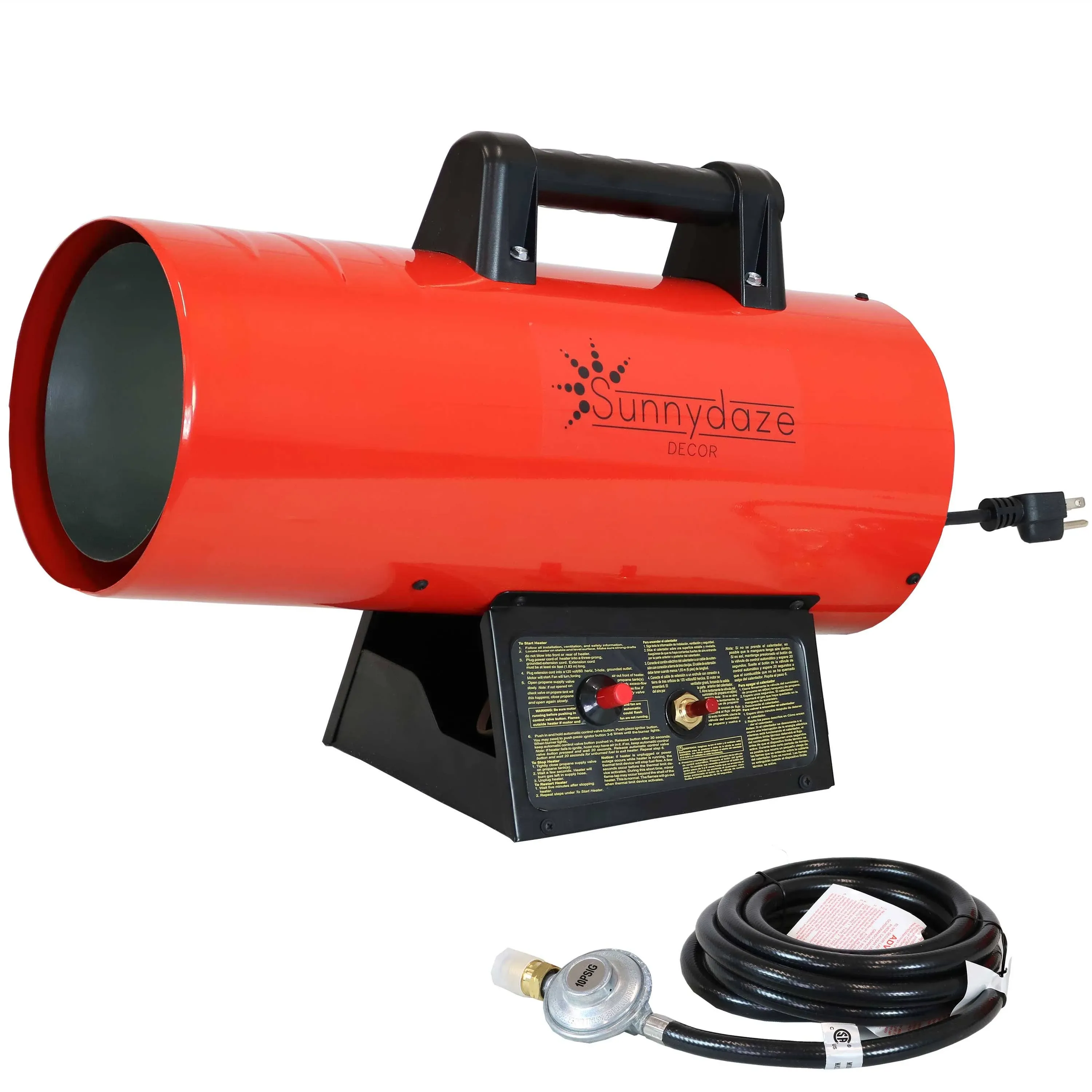 Sunnydaze 40,000 BTU Forced Air Propane Heater - Auto-Shutoff for Overheating Protection - Piezo Ignition