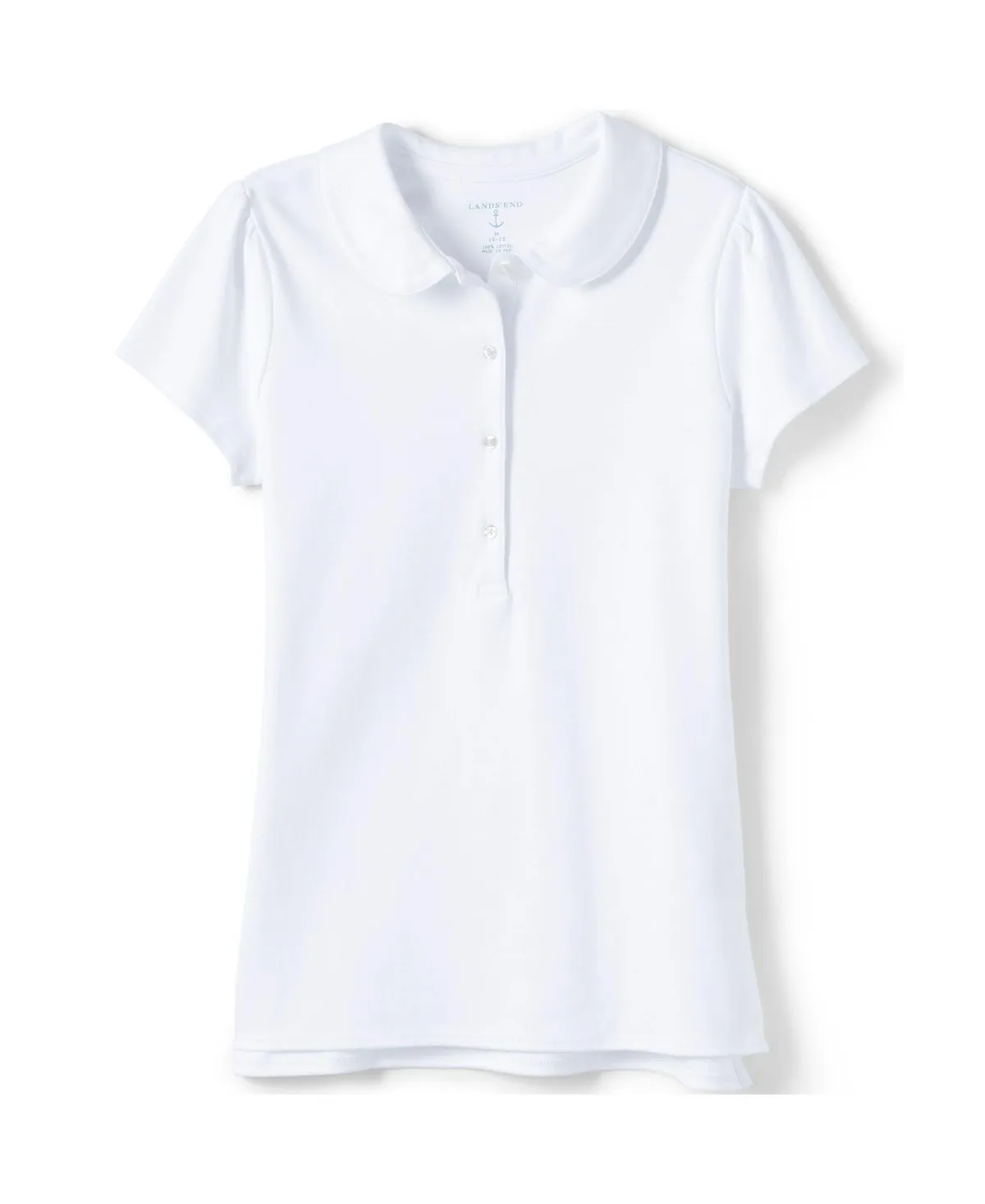 Lands' End Girls Short Sleeve Peter Pan Collar Polo Shirt