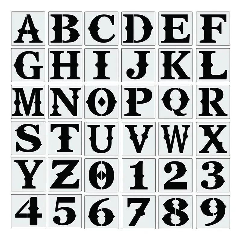 6 Inch Letter Stencils for Painting on Wood, 36Pcs Alphabet Stencils Retro Lette