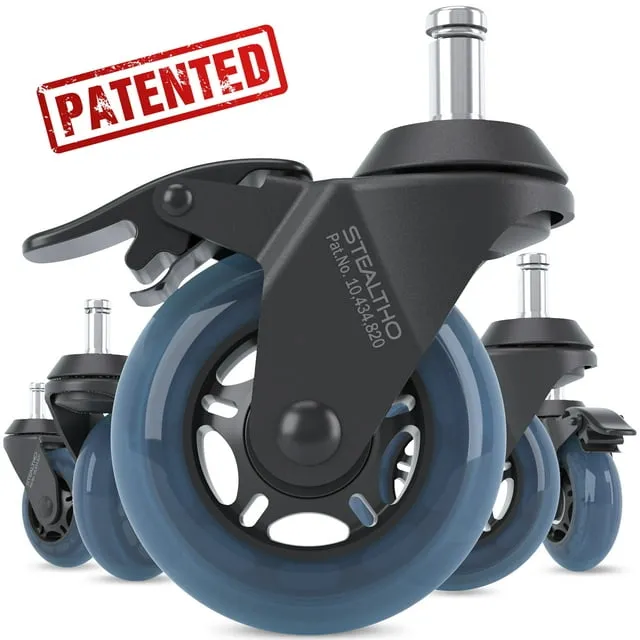 Stealtho Replacement Office Chair Caster Wheels Standard Stem - 7/16", Blue 01112018