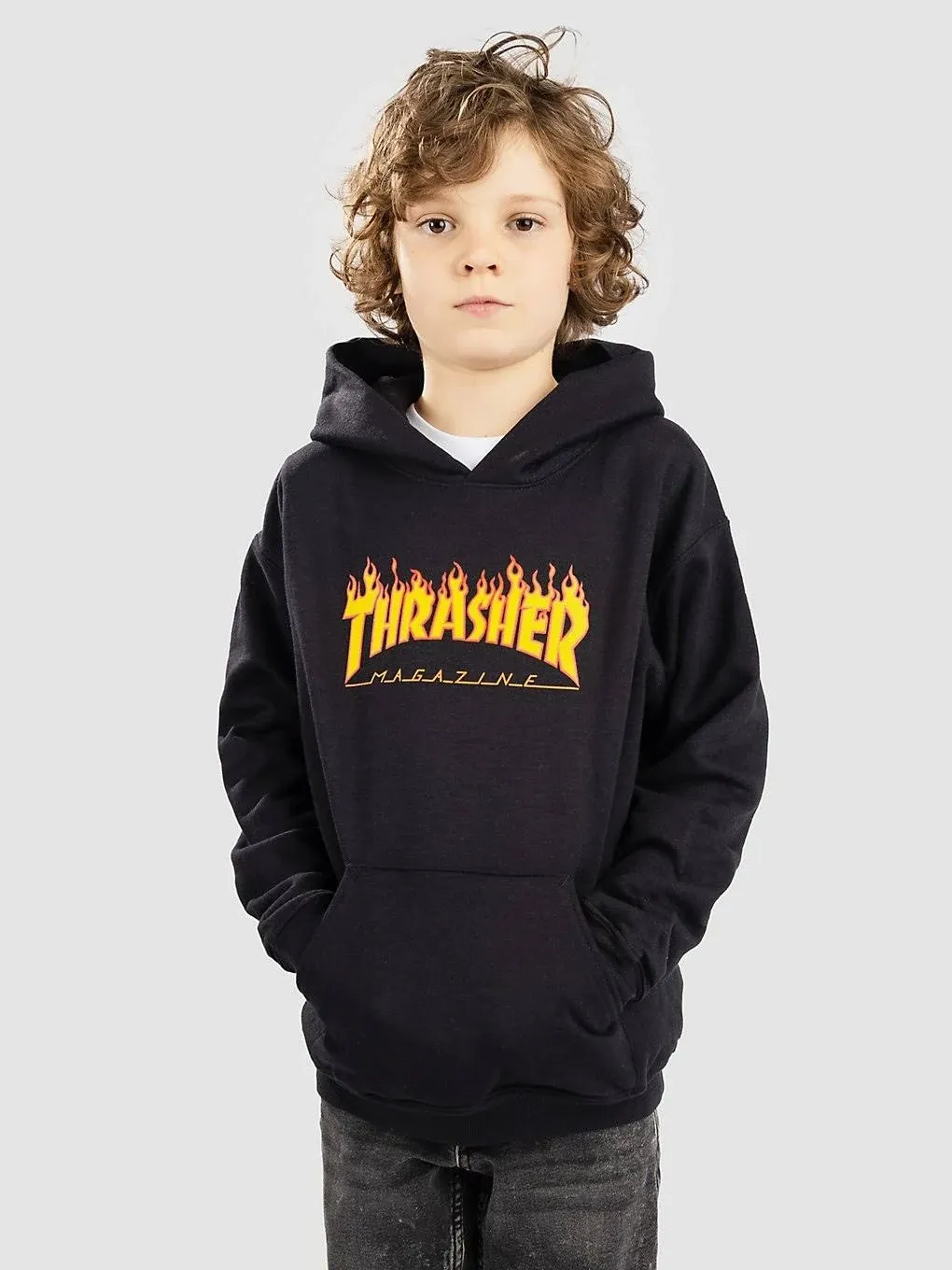 Thrasher Youth Flame Logo Hoodie - Black