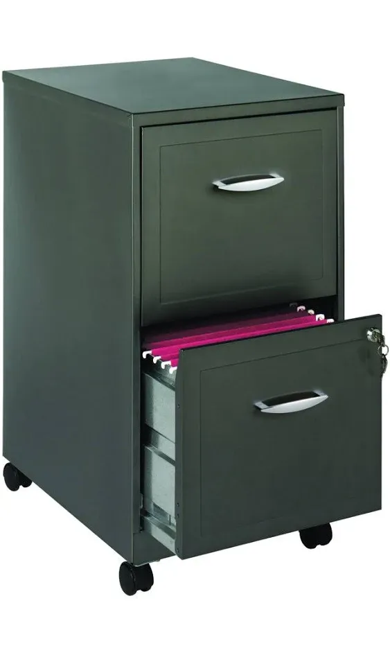 18 inch Deep 2 Drawer Mobile Letter Width Vertical File Cabinet