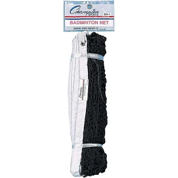 Champion Sports BN20 21 x 2.5 ft. 18-Ply Badminton Net; Black & White - 1.77 lbs