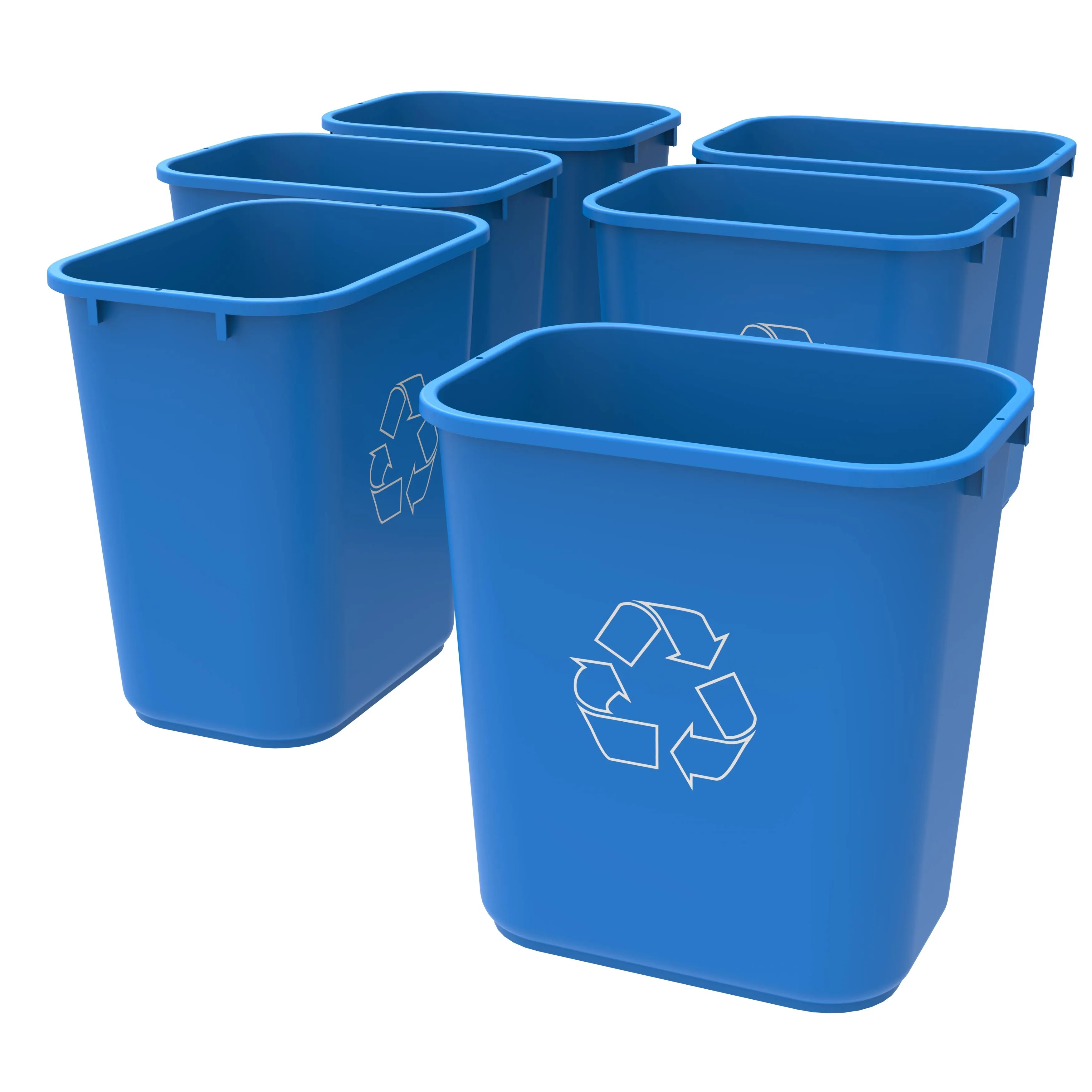 Storex Medium Recycling Basket, 15 x 10.5 x 15 Inches, Blue, Case of 6 (STX00714U06C)