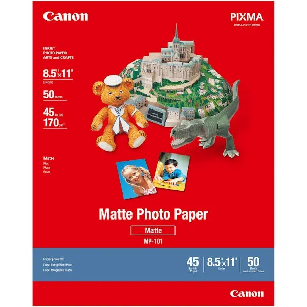 Canon Photo Paper Plus, 8.5 mil, 8.5 x 11, Matte White, 50/Pack 