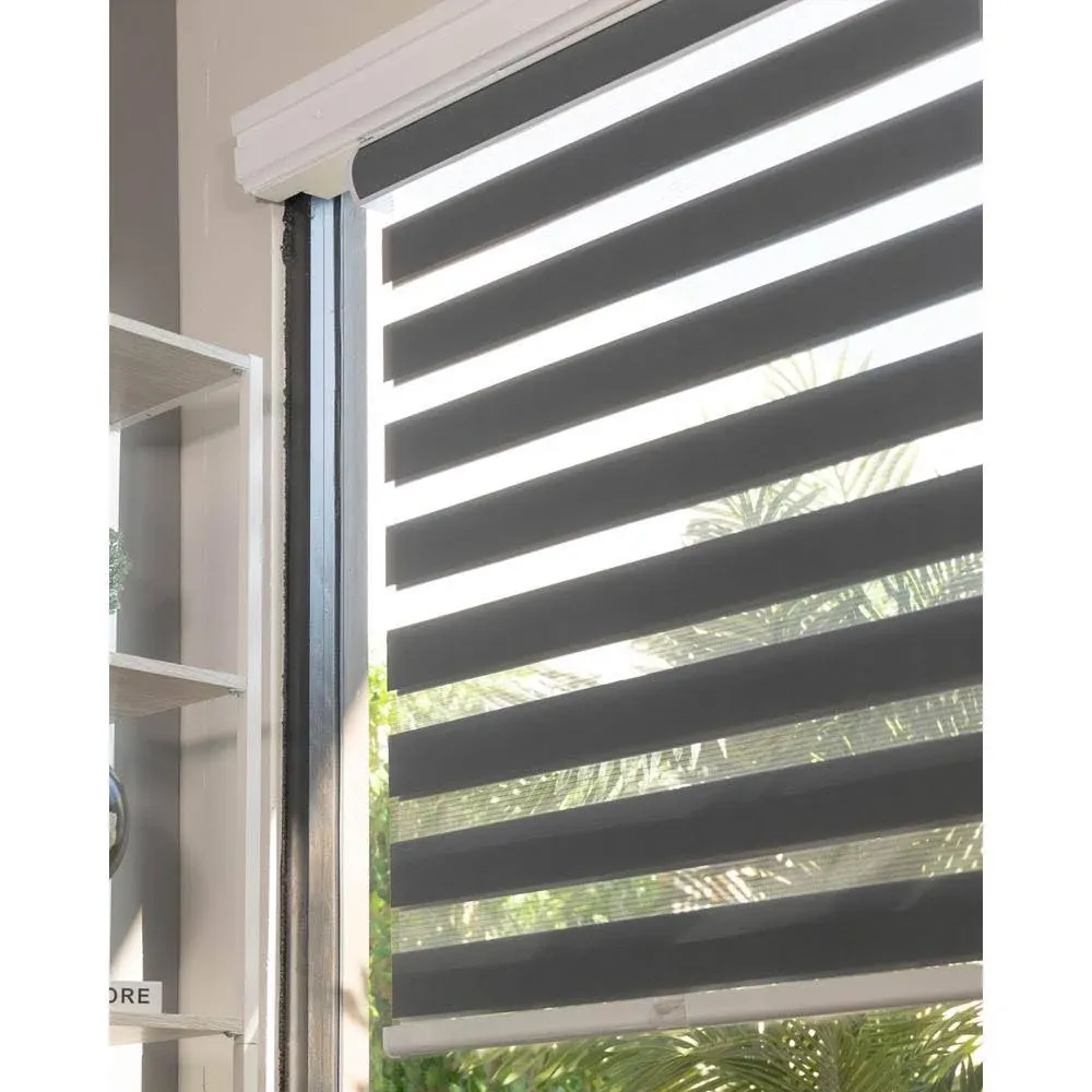 CHICOLOGY Zebra Roller Shade Window Zebra Blind Light Filtering Basic Slate 57 W X 72 H