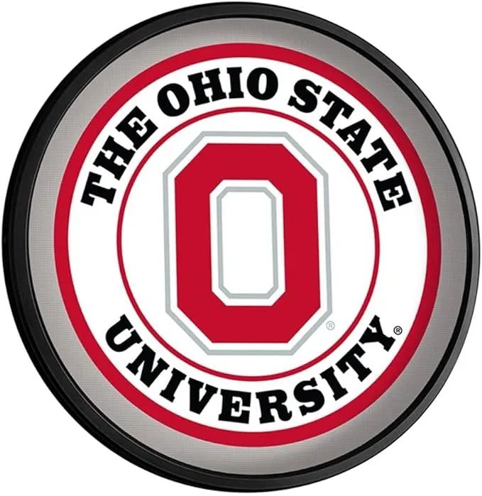 The Fan-Brand Ohio State Buckeyes Round Slimline Lighted Wall Sign - Football, Basketball & Baseball Wall Decor - College Sports Decor for Home, Office, Game Room, Fan Cave, Garage - USA Made