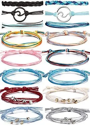 14 Pieces of Weaving Rope Bracelet Bohemian Bracelet Adjustable Rope Bracelet