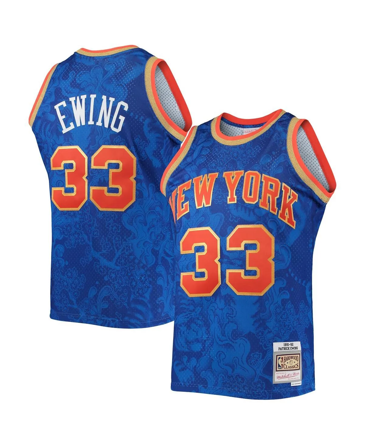 Men's Patrick Ewing Blue New York Knicks Hardwood Classics 1991-92 Lunar New Year Swingman Jersey