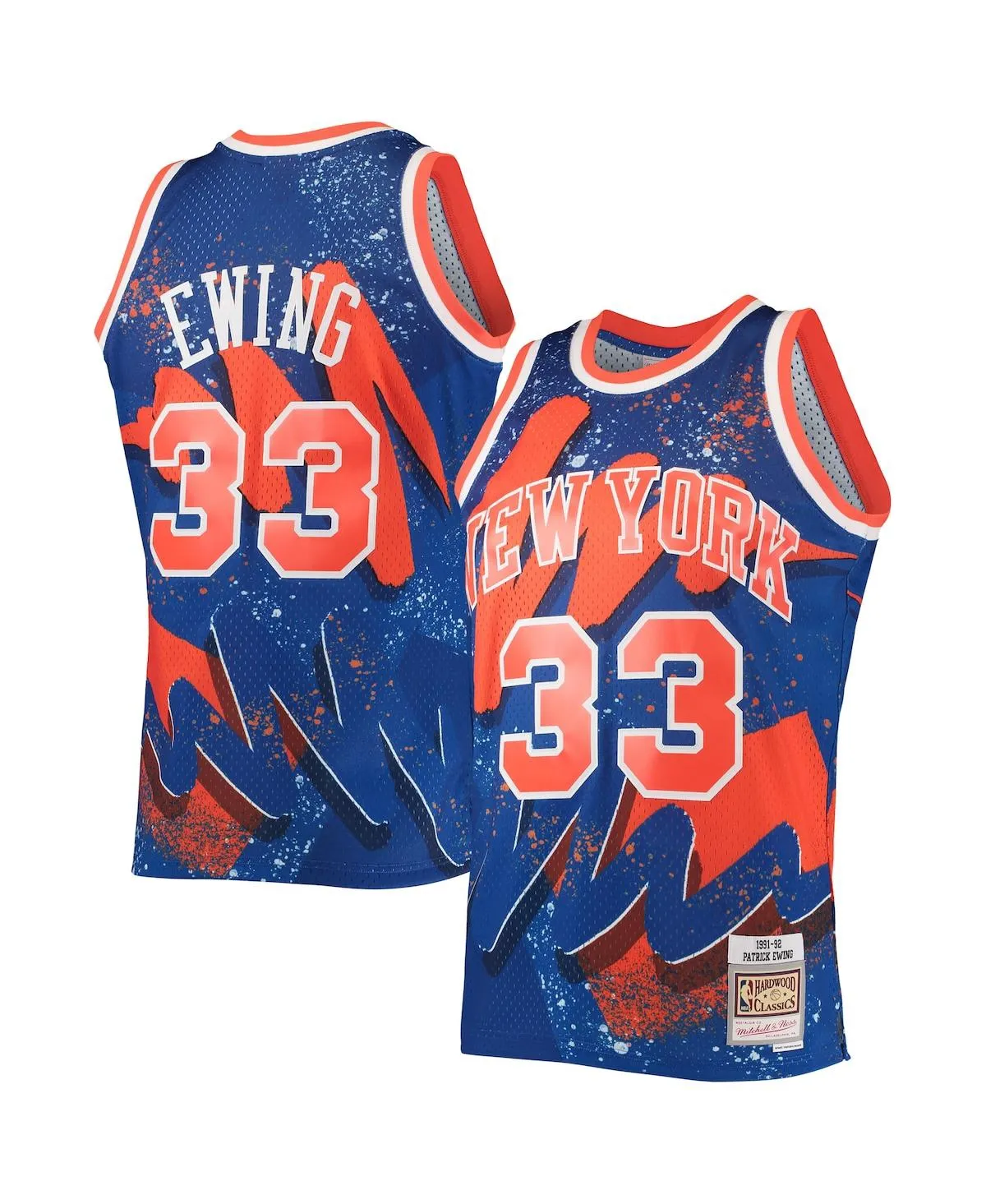 "Men's Patrick Ewing Blue New York Knicks Hardwood Classics 1991 Hyper Hoops Swingman Jersey"