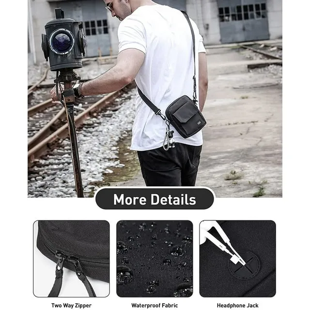 Black Small Side Shoulder Bag Crossbody Bag For Men Women Mini Messenger Bag Satchel Bag Travel Purse Wallet Passport Holder Bag- Unisex