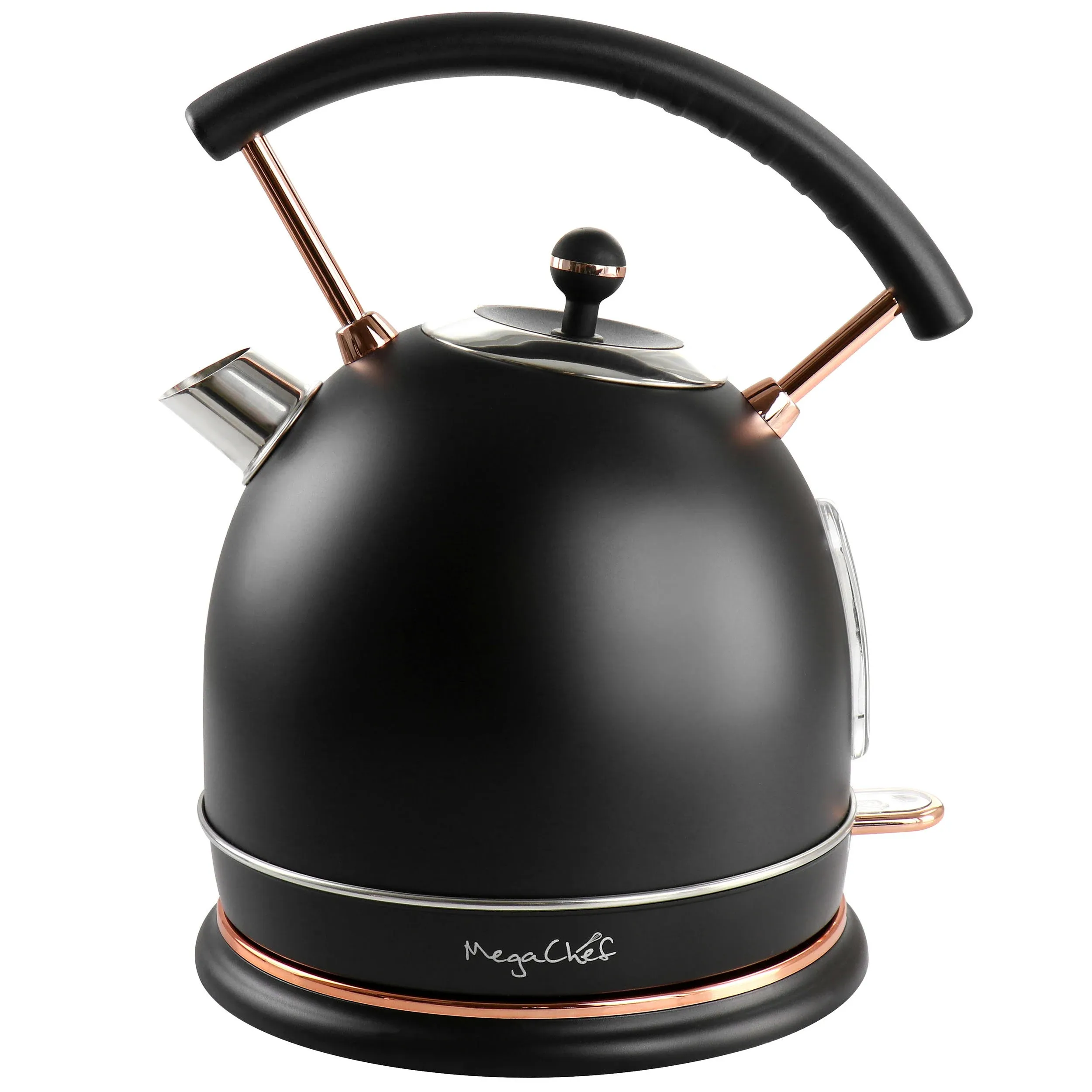 Megachef 1.8 Liter Half Circle Electric Tea Kettle with Thermostat in White