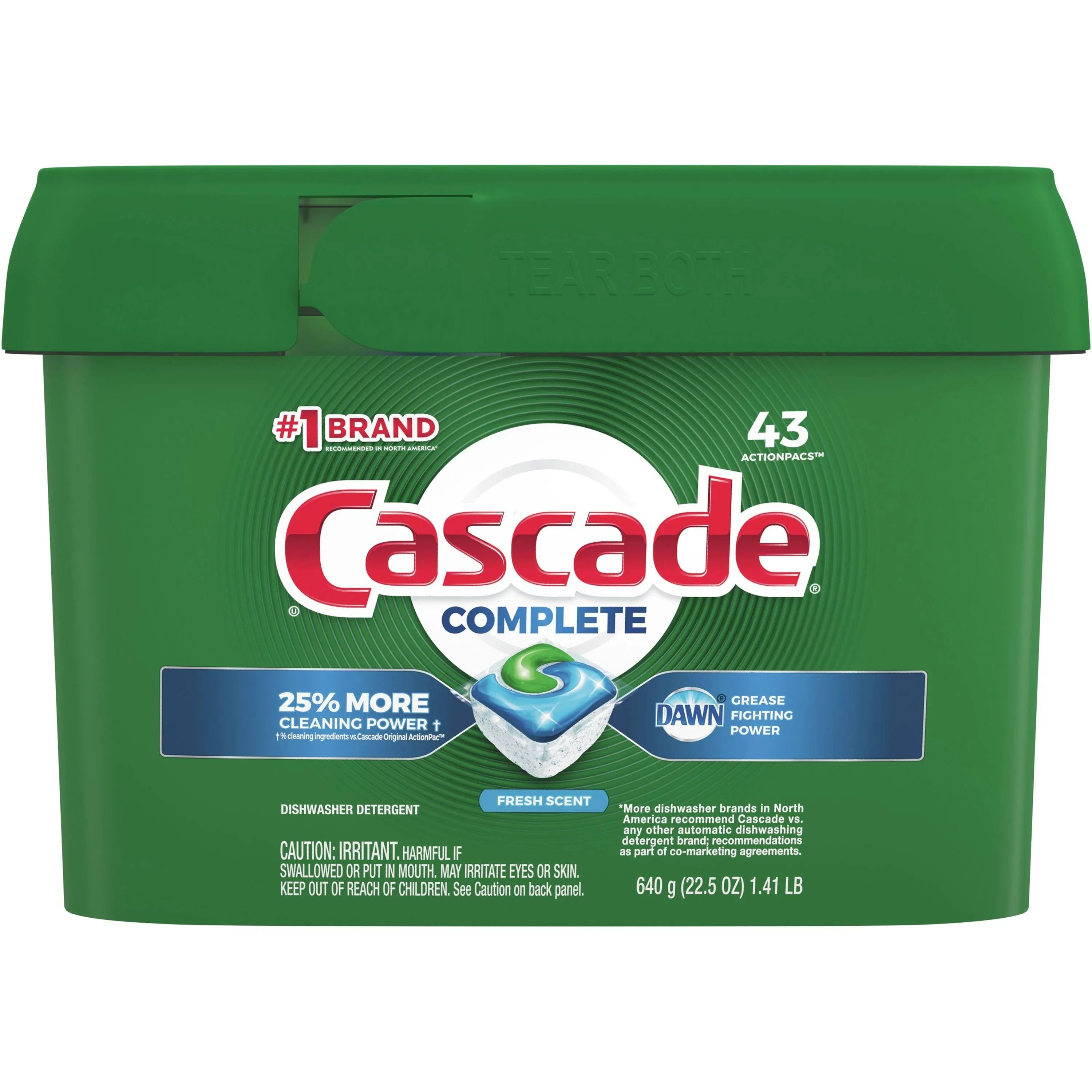 Cascade ActionPacs, Fresh Scent, 22.5 oz Tub, 43/Tub