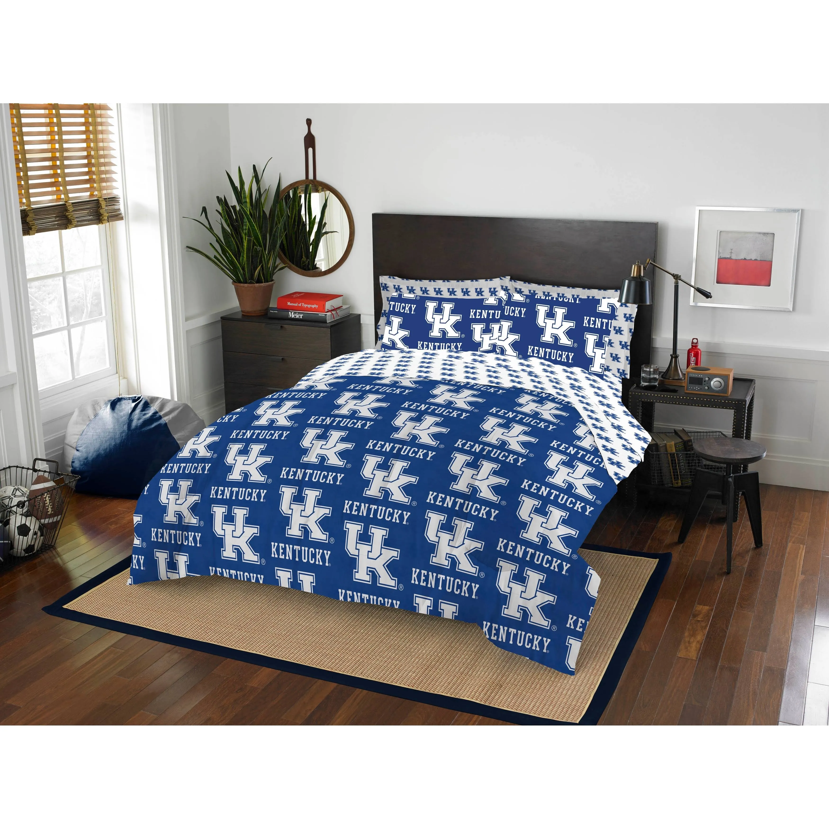 Kentucky Wildcats Queen Bed in a Bag Comforter Set 7 Piece Official NCAA