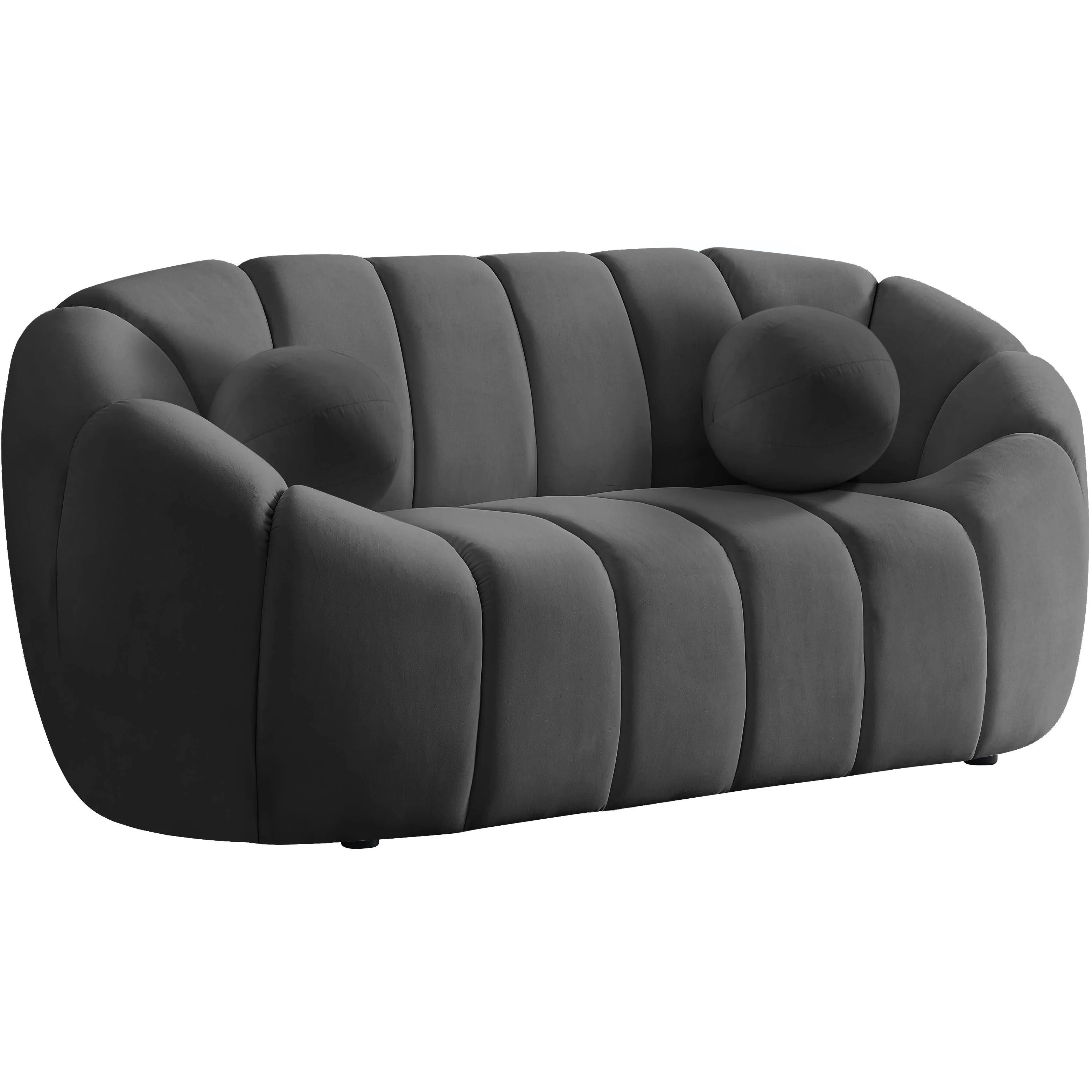 Elijah Velvet Loveseat In Grey - 613Grey-L | Meridian