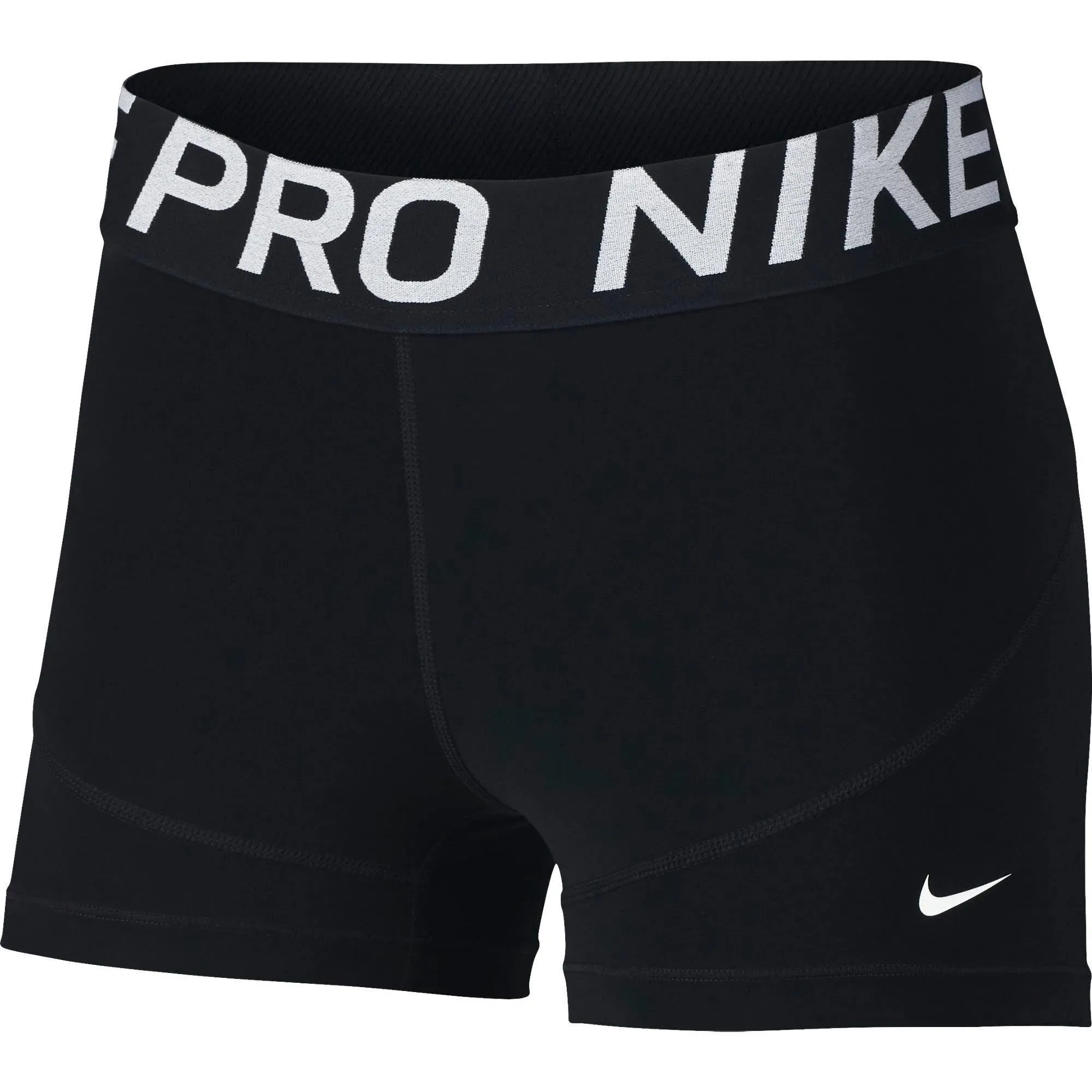 NEW! NIKE PRO [L] Women&#039;s 3&#034; COMPRESSION Yoga/Gym Shorts-Black/W<wbr/>hite, AO9977-010