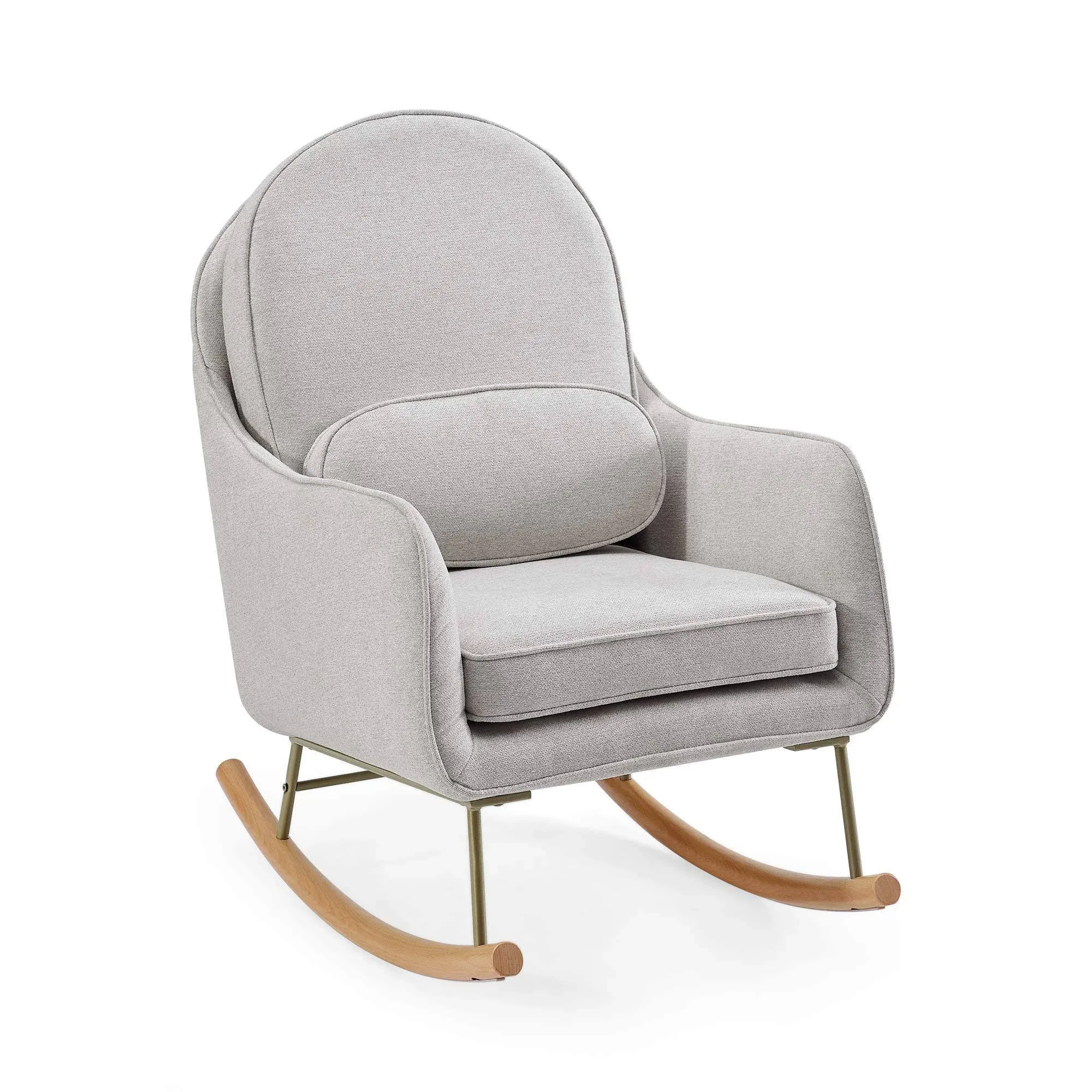 Delta Children Ella Rocker with LiveSmart Evolve Fabric, Limestone/Melted Bronze and Natural Rocker Base