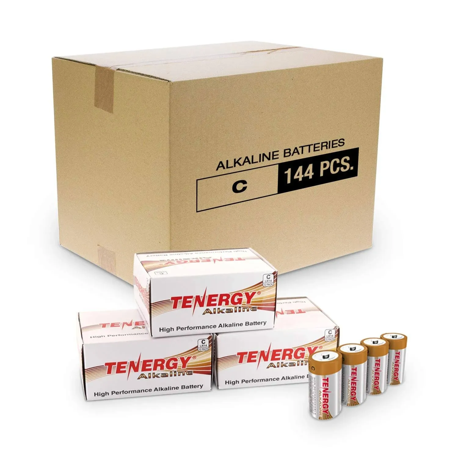 Tenergy 1.5V C Alkaline LR14 Battery, High Performance C Non-Rechargeable Batteries for Clocks, Remotes, Toys & Electronic Devices, Replacement C Cell Batteries, 24 Pack
