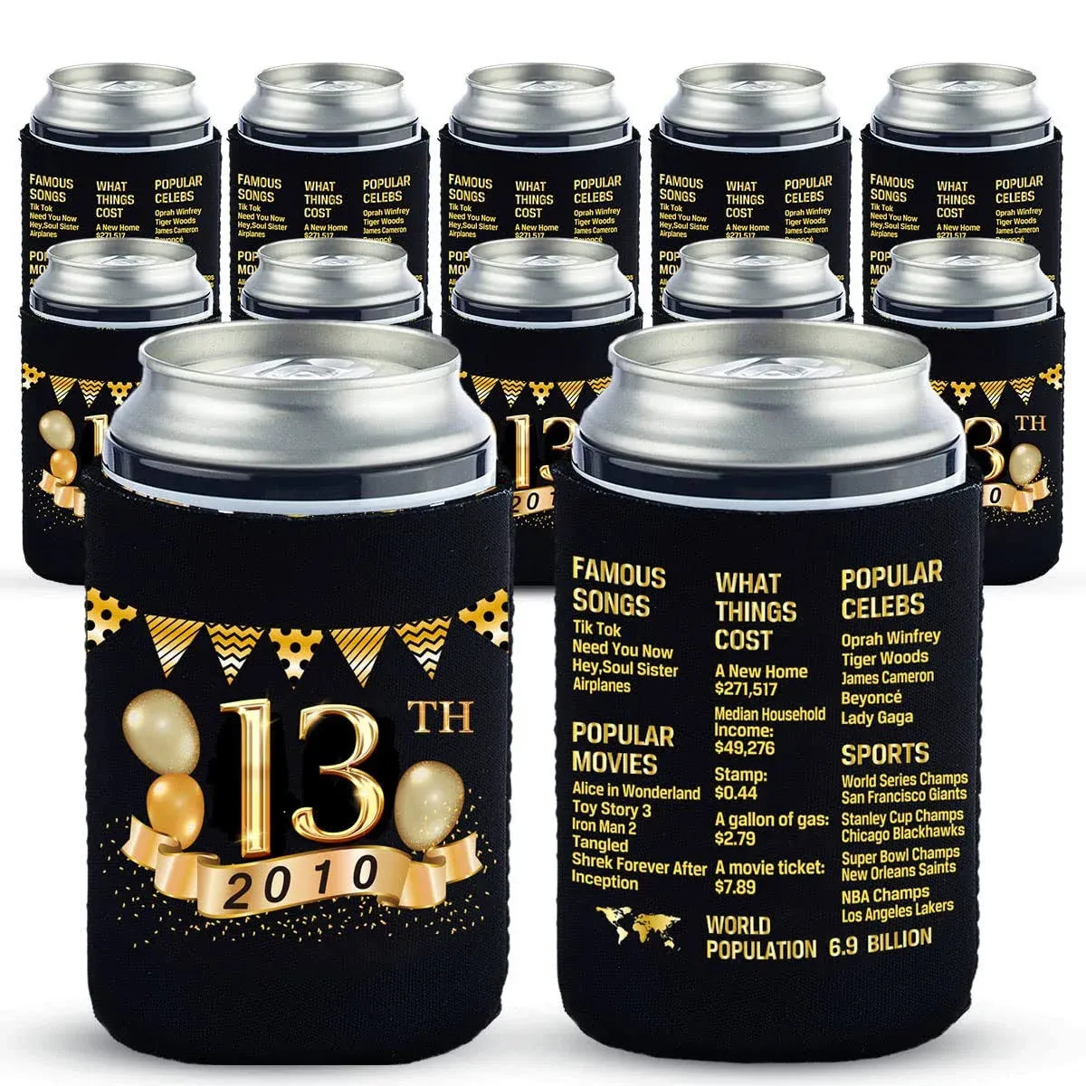 Yangmics 13th Birthday Can Cooler Sleeves Pack Of 1213th Anniversary Decorations