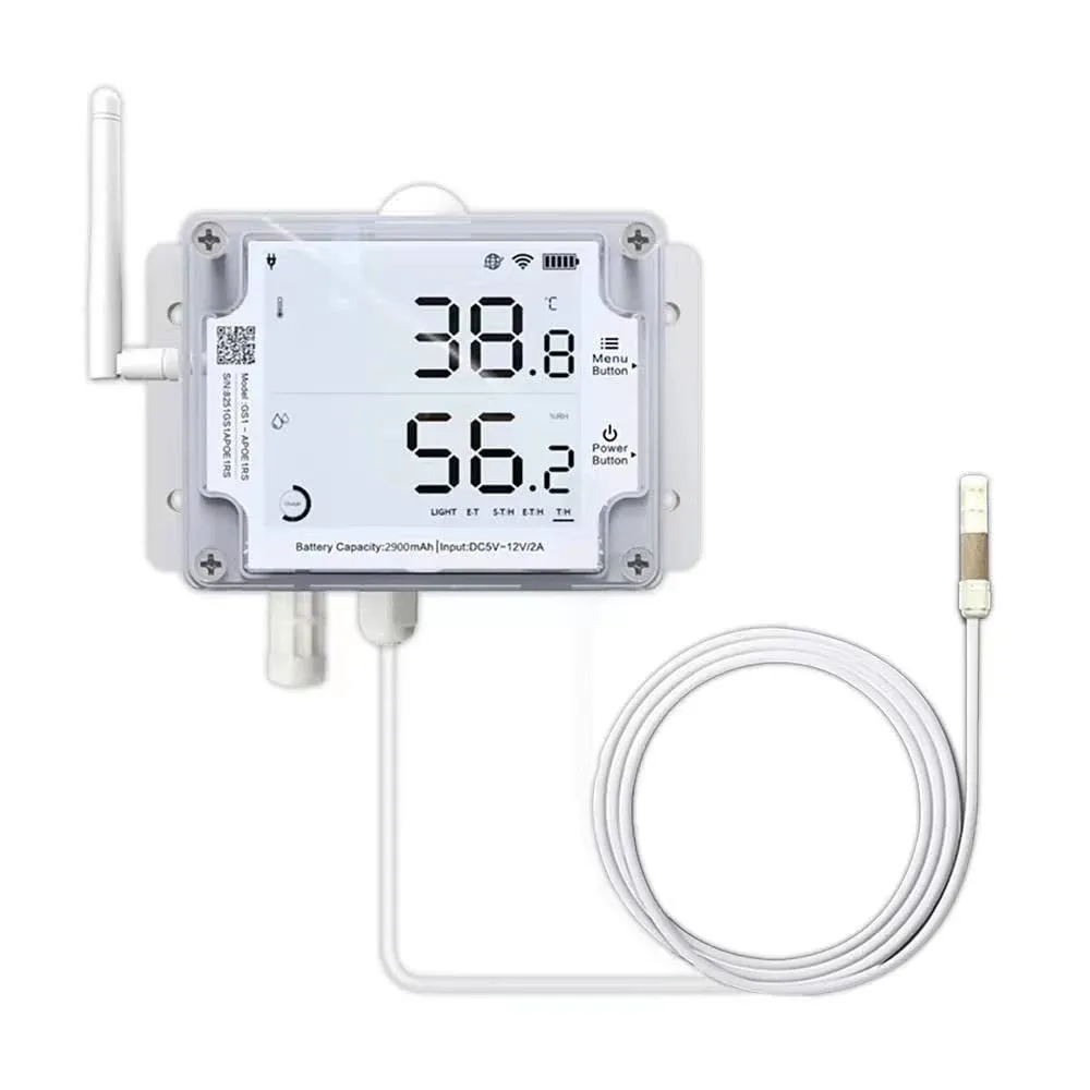 Ubibot GS1-AETH1RS + TH30S-B Ethernet Thermometer Hygrometer, WiFi Temperatur...