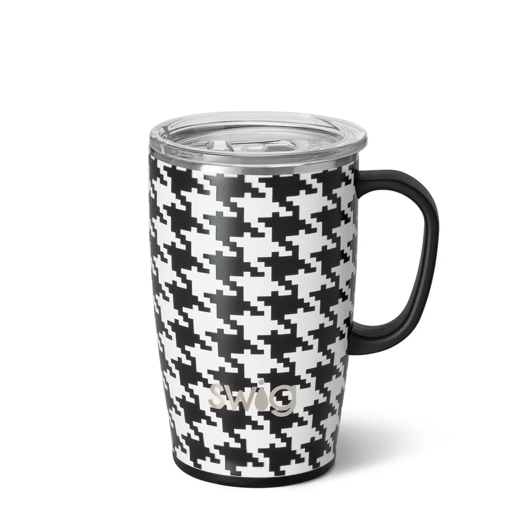 Swig Life 18oz Travel Mug | Insulated Stainless Steel Tumbler with Handle | Houndstooth