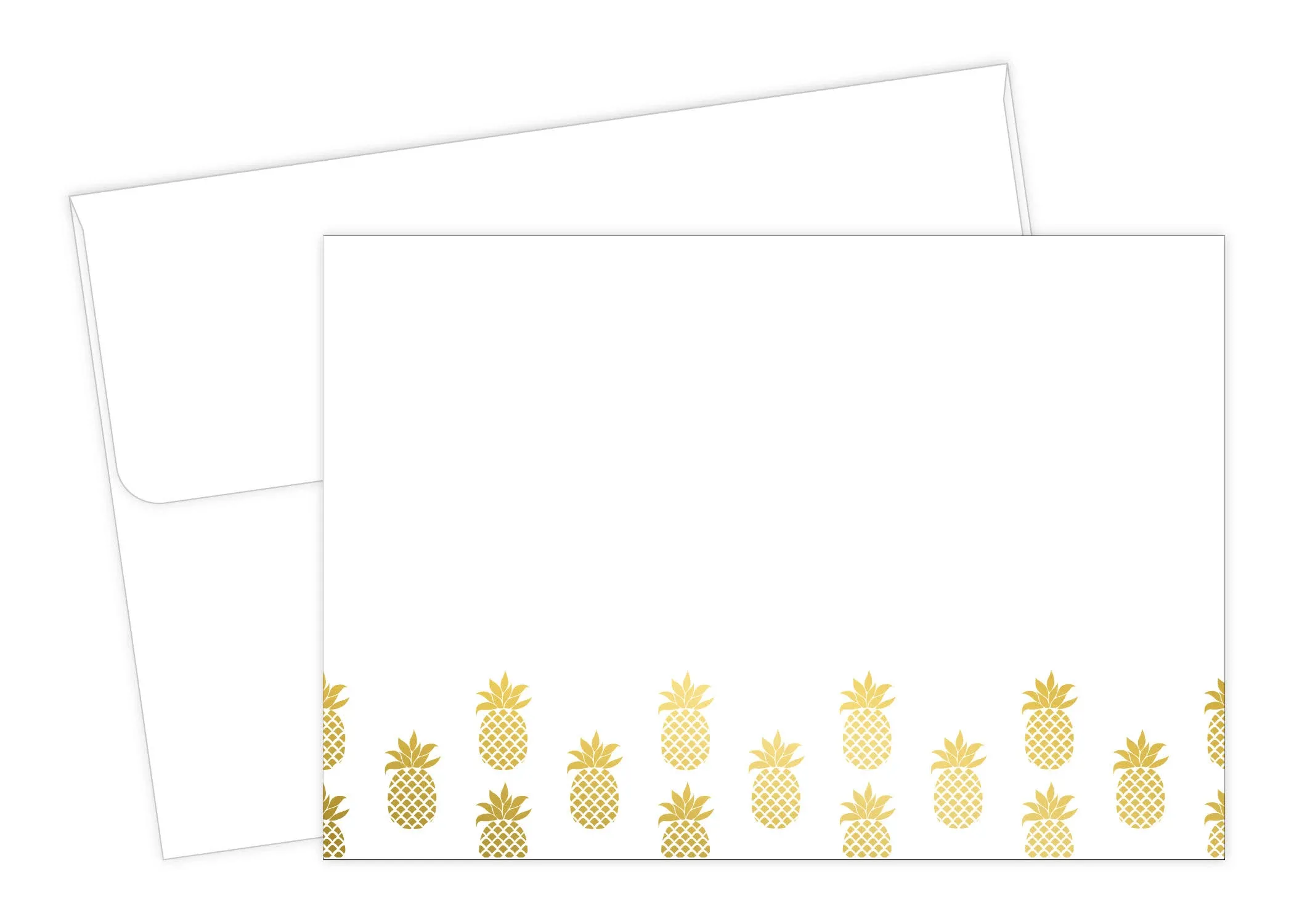 Great Papers! Golden Foil Pineapple Matte Personal Thank You Notecards, White/Gold, 50/Pack (2019079)