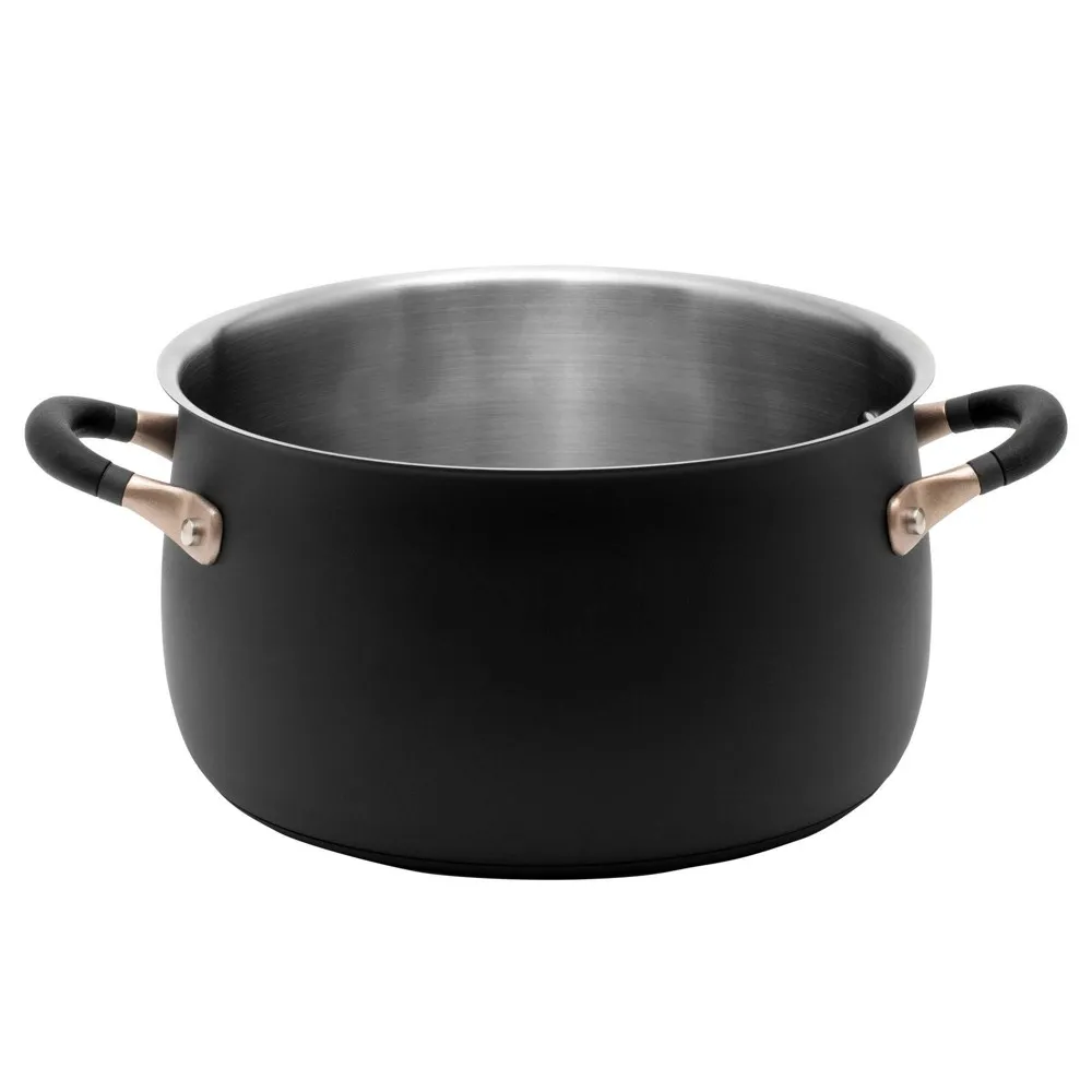 Meyer Accent Series Stainless Steel Stockpot, 6.5-Quart, Matte Black